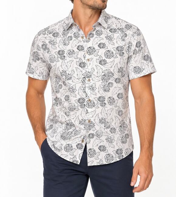 Ted Baker London Other - Ted Baker London Mens Floral Print Short Sleeve Button Up Shirt White Black M